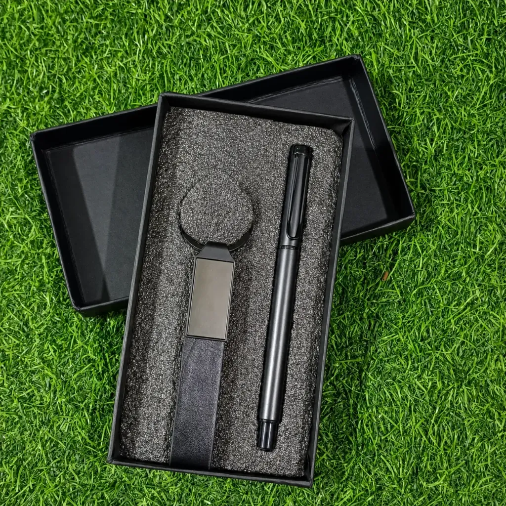 Black Clip Pen and Keychain set