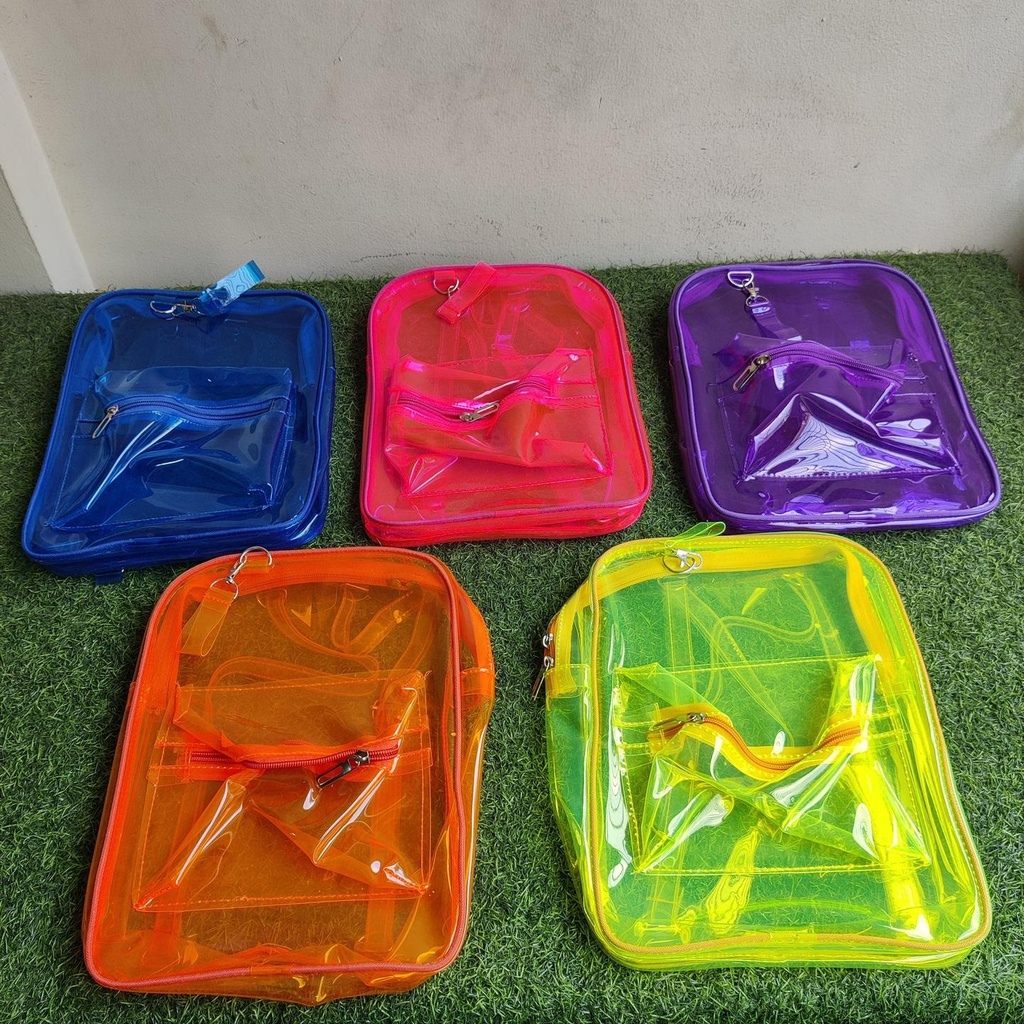 Transparent Square Jelly Backpack Bag (Mix color)12.5X10 inches