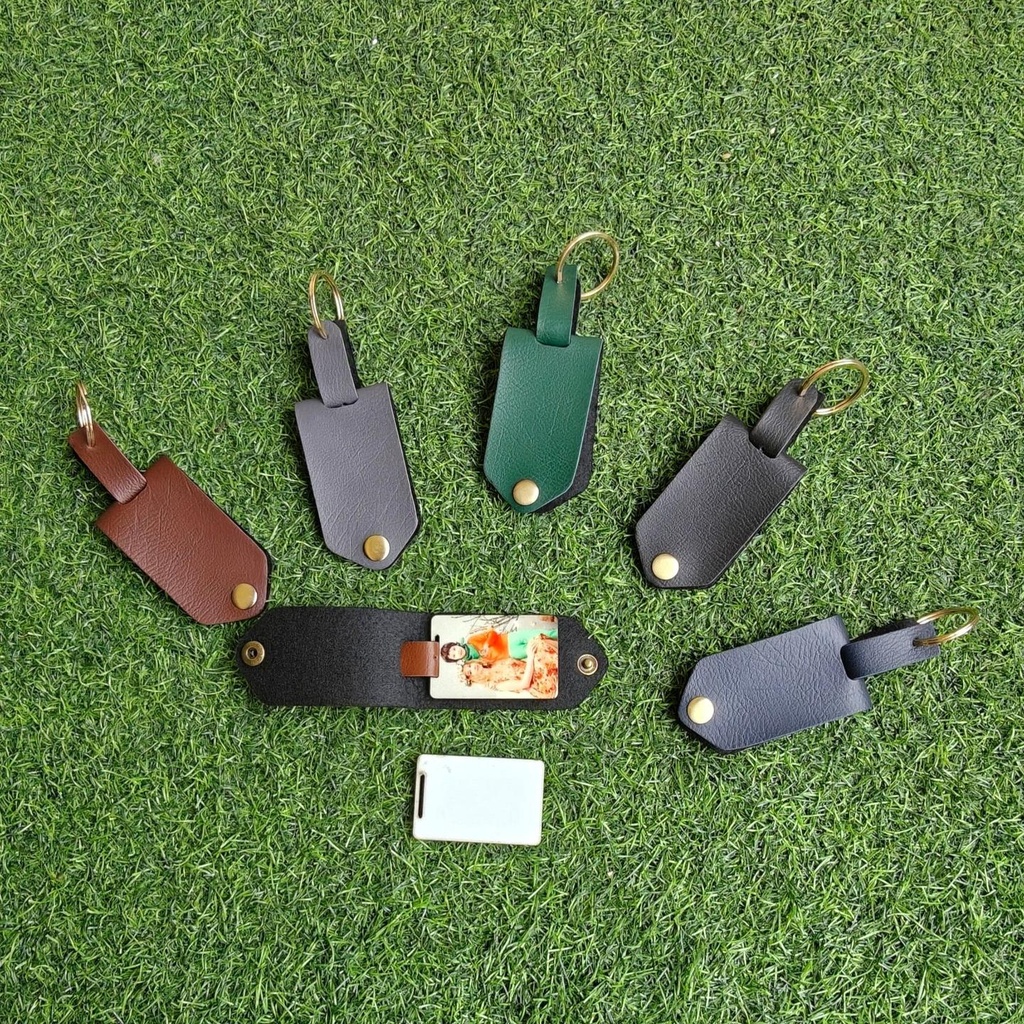 Leather Photo Memory keychain (With MDF Insert) - Pack of 5