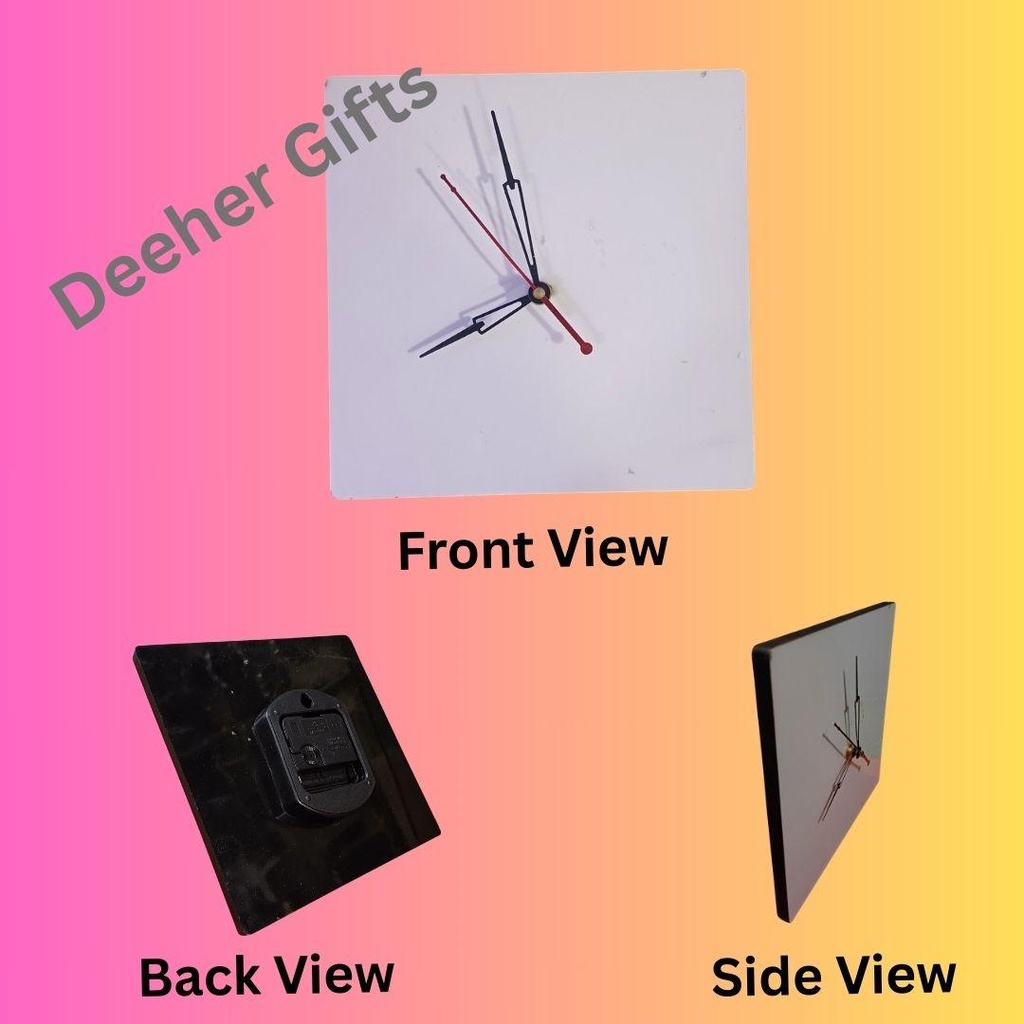 MDF Clock (12 mm) - Square / 8 inch