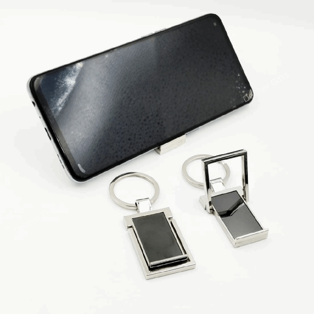 Keychain Metal ( Mobile Stand ) – With Single Side Engraving - Pack of 2