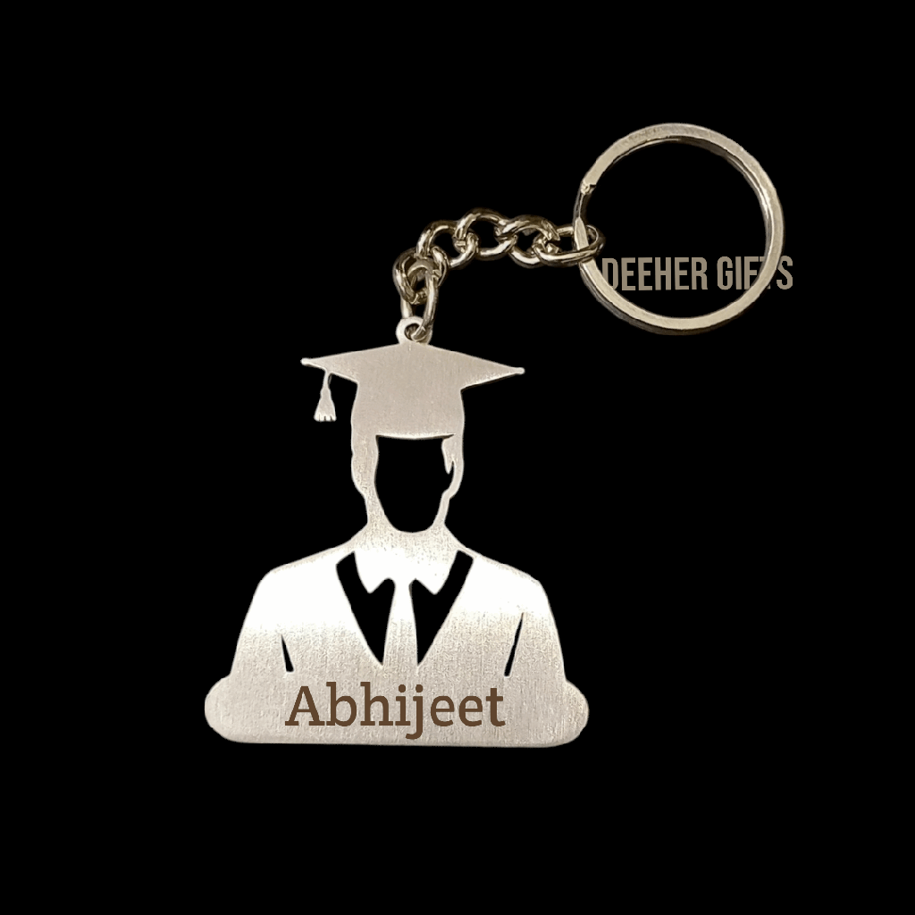 Stainless Steel Keychain ( Graduate Man ) – With Marking - Pack of 2