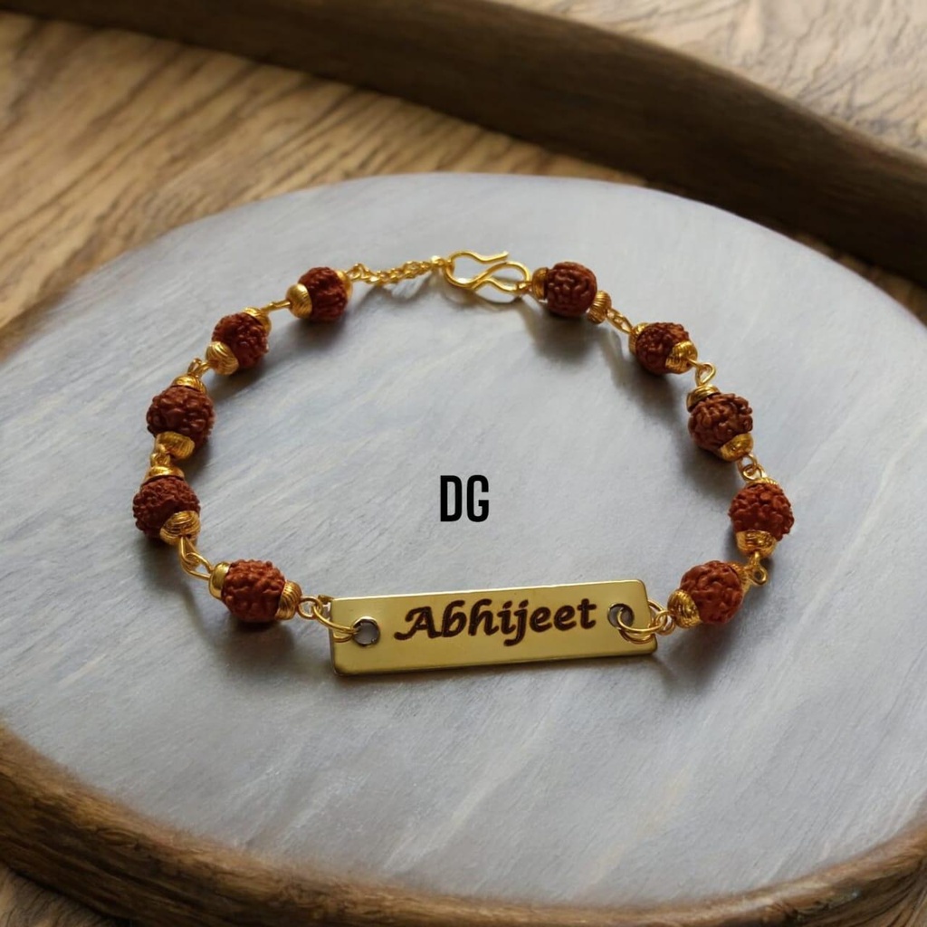 Rudraksh Rakhi Bracelet (With golden metal plate)