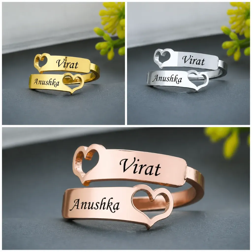 Couple Ring With Heart – Mix Color ( Golden /  Silver / Rose gold )