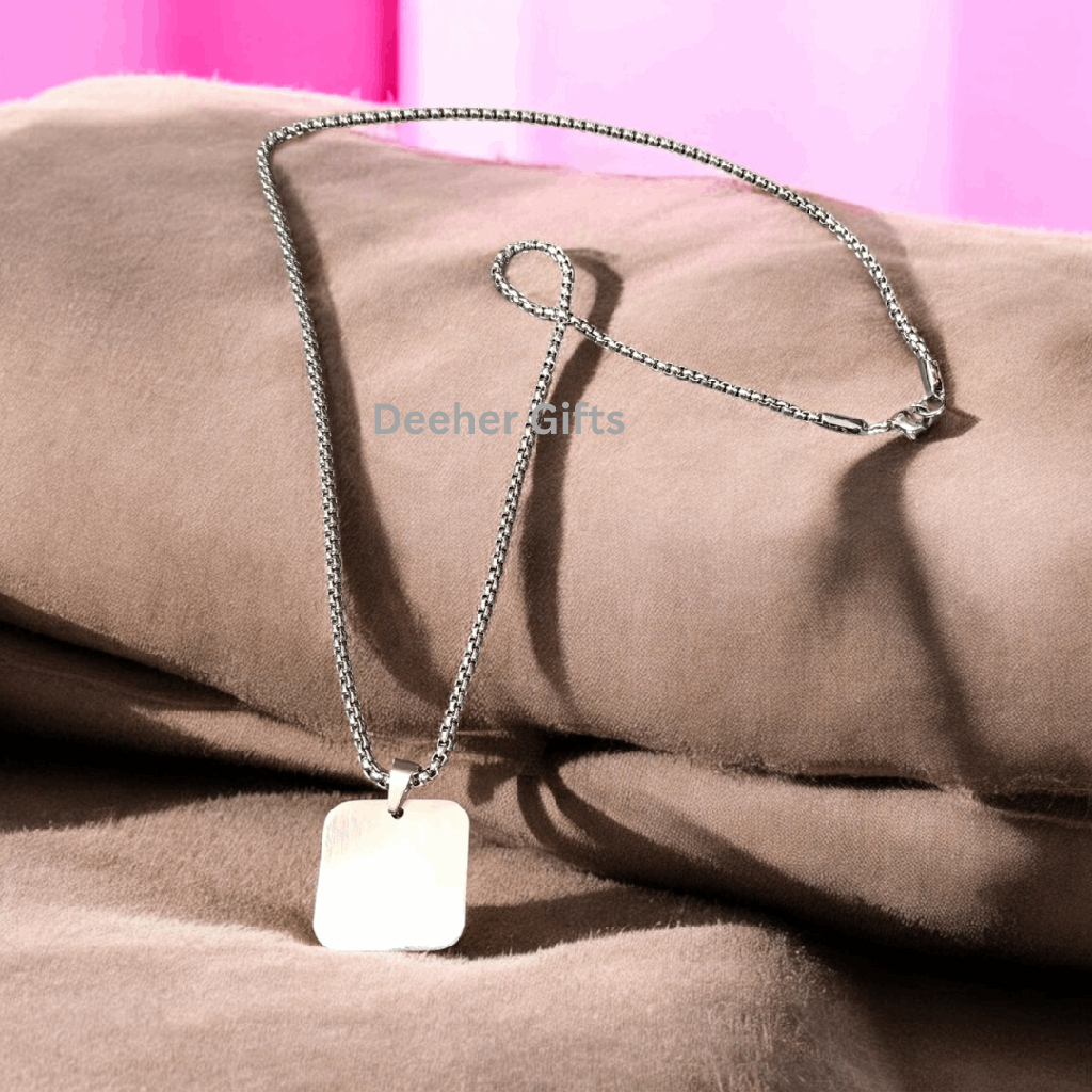 Metal Pendant Square (Silver) – With Marking