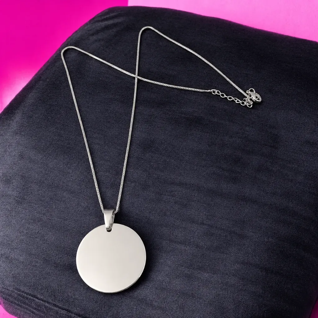 Metal Pendant Round (Silver) - With Marking