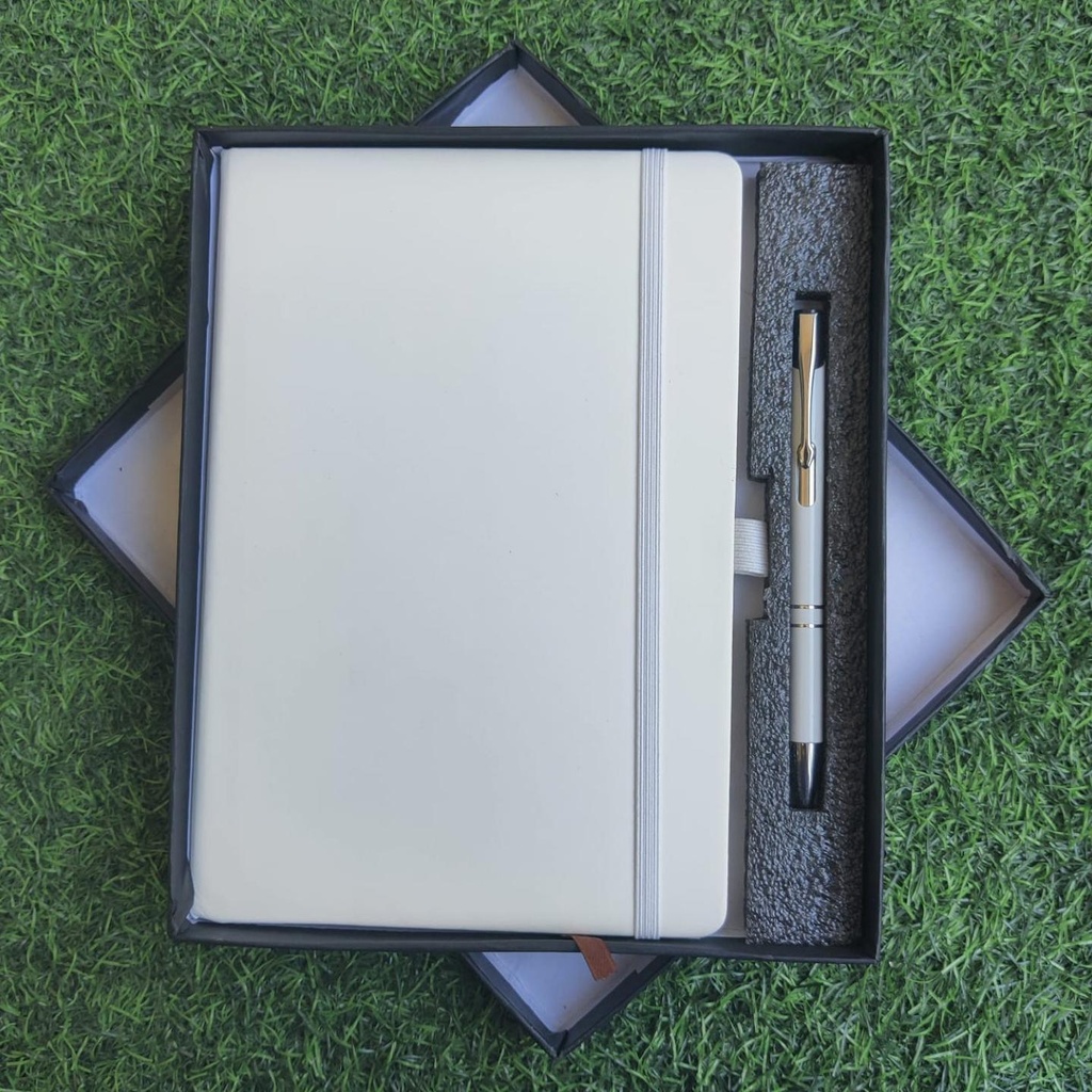 Elastic Diary with Pen Set –(white) / Diary size A5