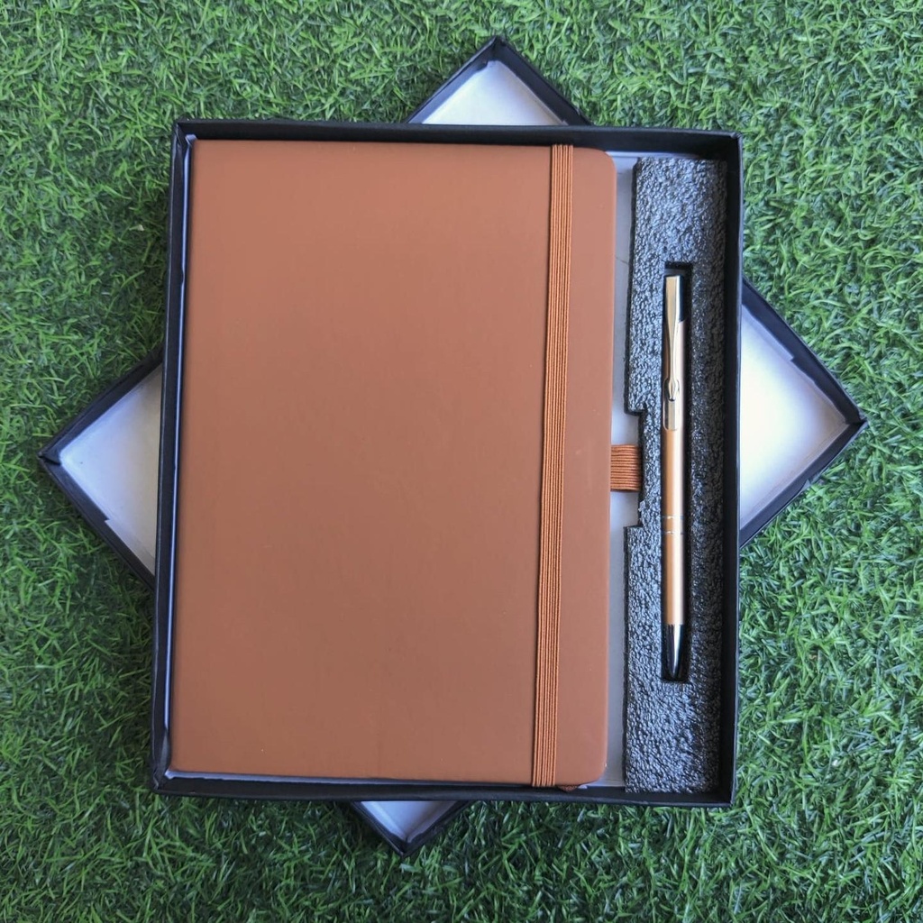Elastic Diary with Pen Set –(Brown) / Diary size A5