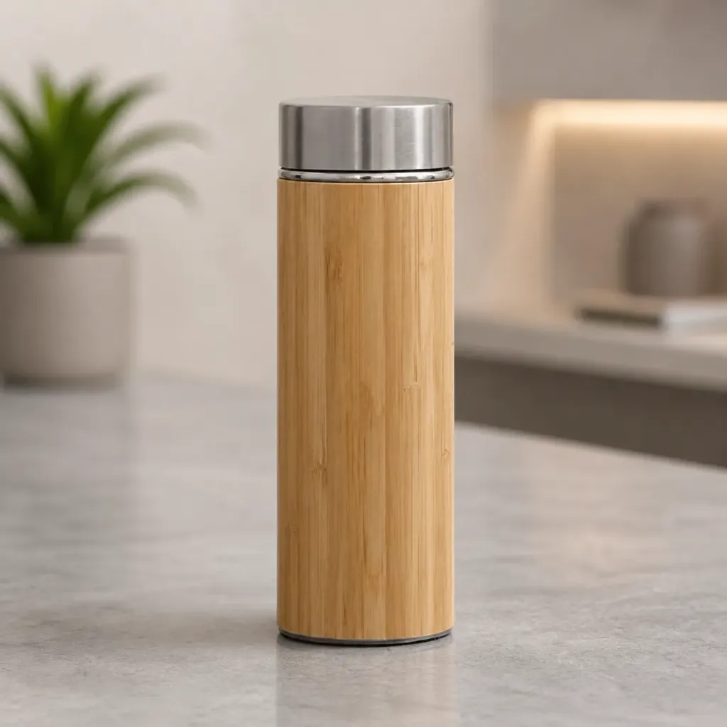 Bamboo Stainless Steel  Bottle (400 ml) | With Engraving / UV
