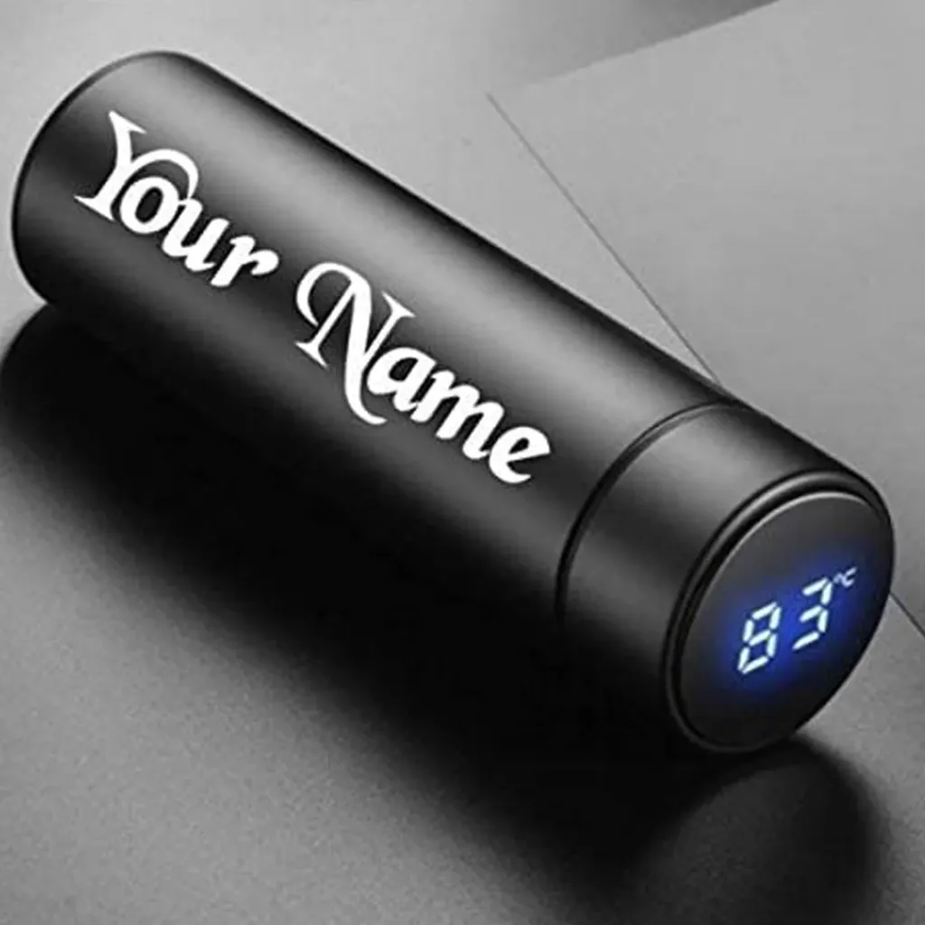 Temperature Bottle- Black (500 ml) ( With Engraving / UV)