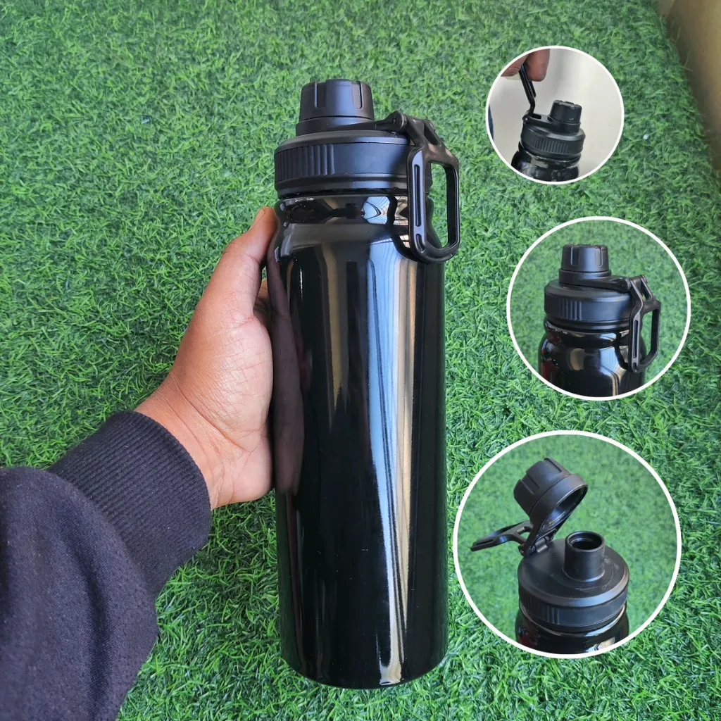 Sport Steel Bottle - Large Mouth | Black | 800 ml | With Engraving / UV