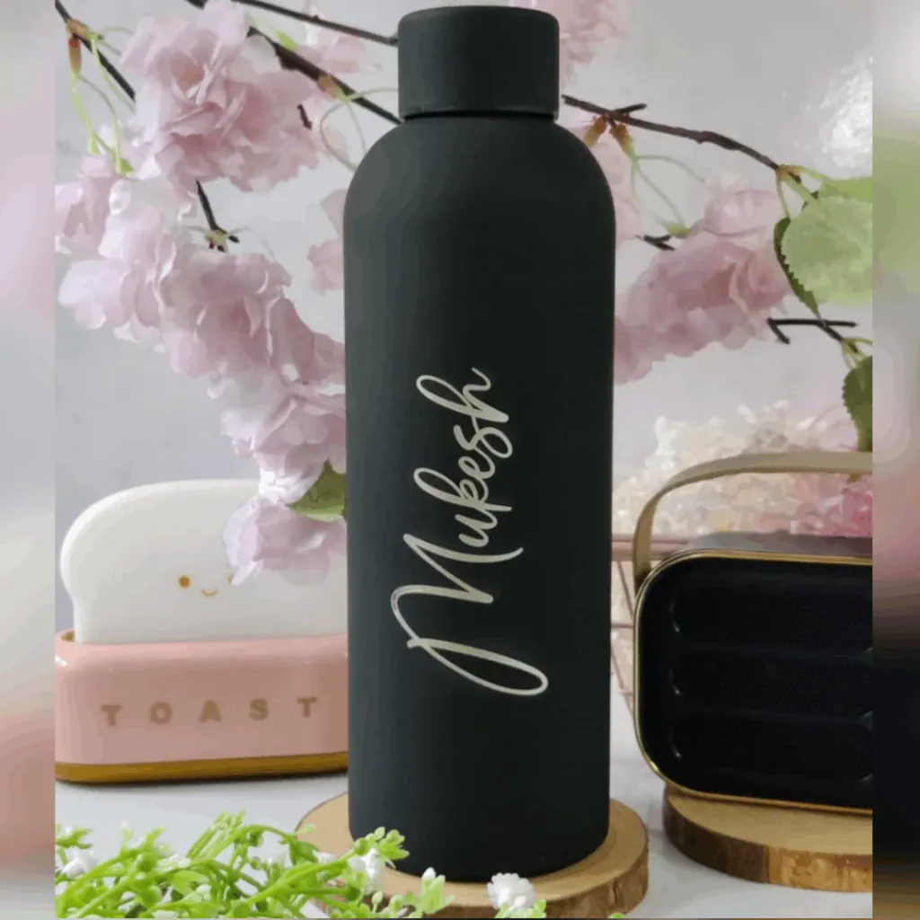 Stainless Steel Bottle Matt Finish | Black | 500 ml | With Engraving / UV